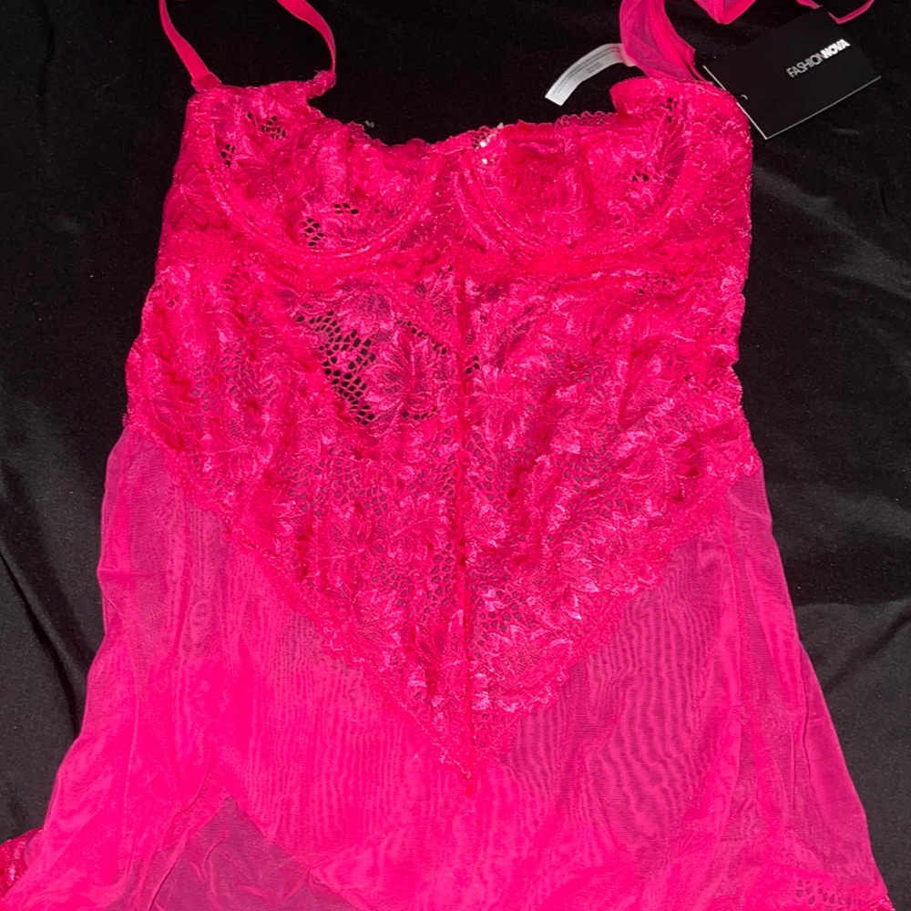 Fuchsia lace lingerie dress